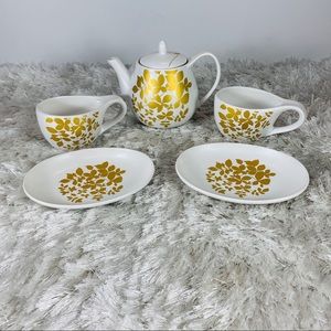 Teavana Tea Set Gold Winter Garden 5 piece